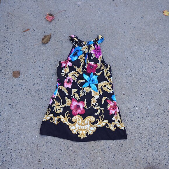 Vintage Cache Silk Beaded Halter Top S Floral Baroque Glam Blouse Flowy - Picture 10 of 12